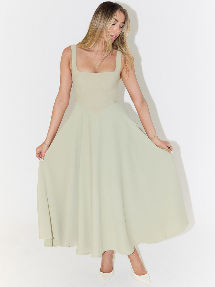 Sophia | Wedding Guest Sleeveless Square Neck Midi Dress