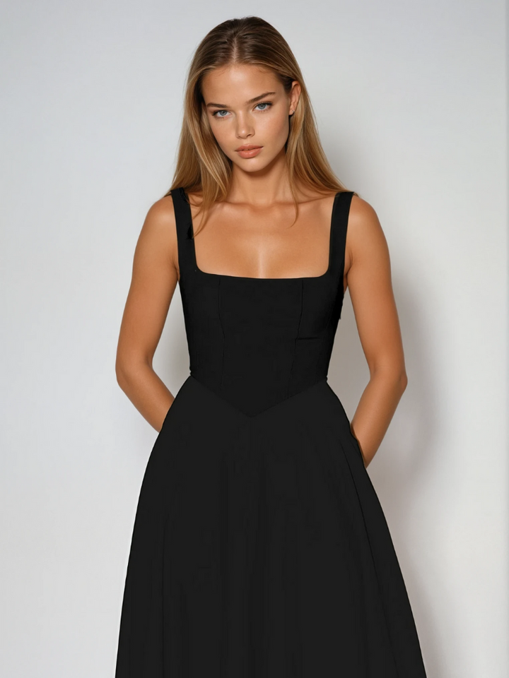 Sophia | Wedding Guest Sleeveless Square Neck Midi Dress