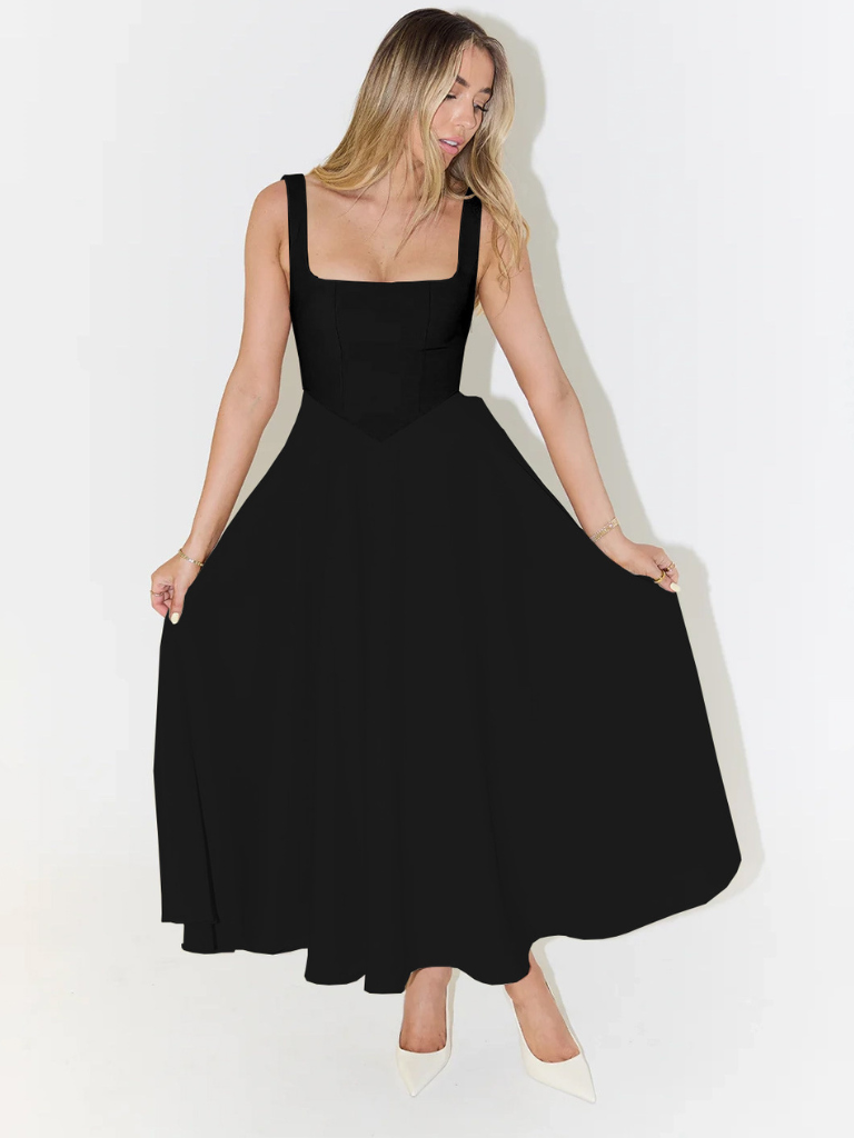 Sophia | Wedding Guest Sleeveless Square Neck Midi Dress