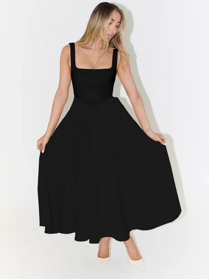 Sophia | Wedding Guest Sleeveless Square Neck Midi Dress