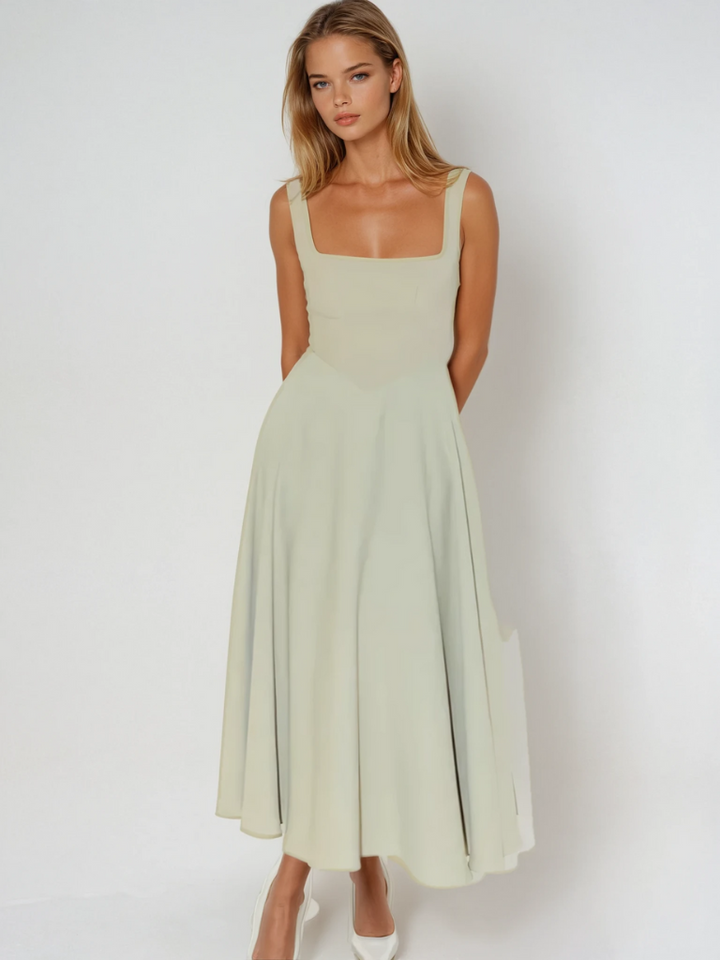 Sophia | Wedding Guest Sleeveless Square Neck Midi Dress