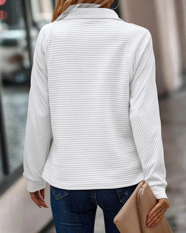Sophia | Womens Quarter Zip Ribbed Knitted Sweater