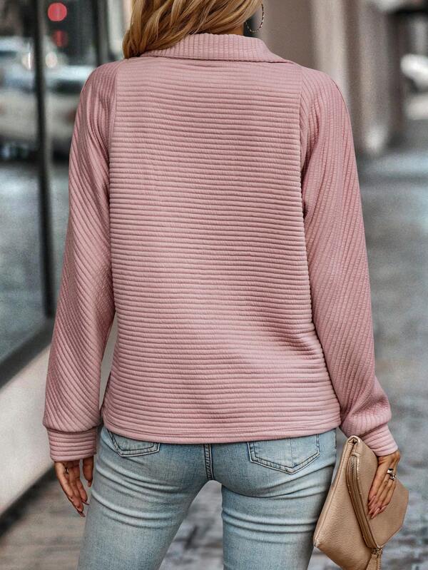 Sophia | Womens Quarter Zip Ribbed Knitted Sweater