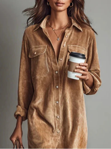 Gemma | Velvet Collared Shirt Dress