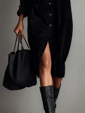 Gemma | Velvet Collared Shirt Dress