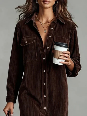 Gemma | Velvet Collared Shirt Dress