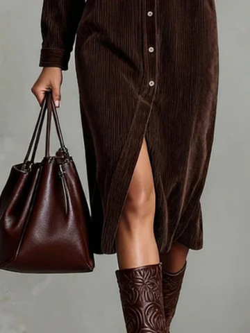 Gemma | Velvet Collared Shirt Dress
