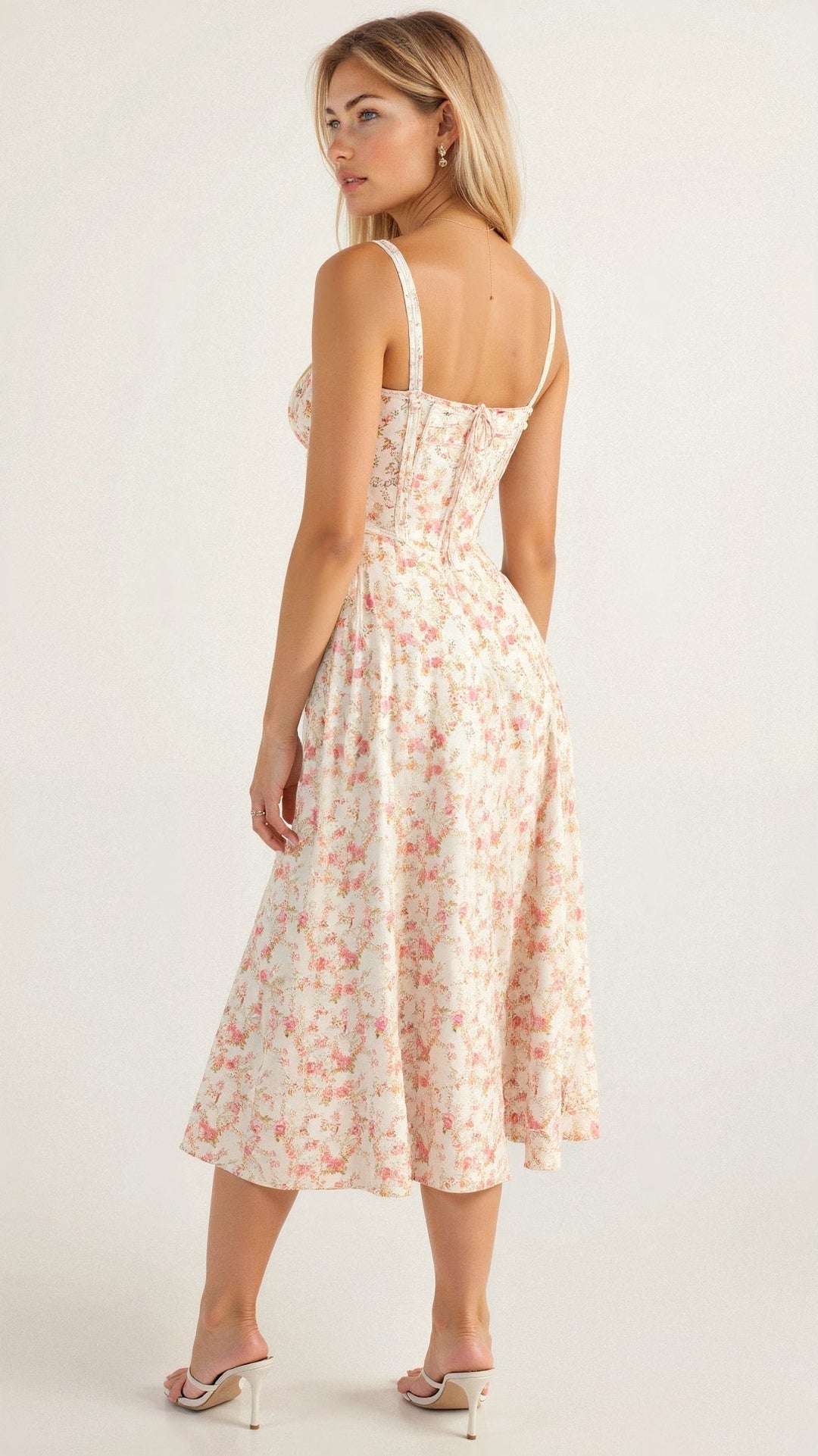 Tamsin | Floral Sleeveless Midi Wedding Guest Dress