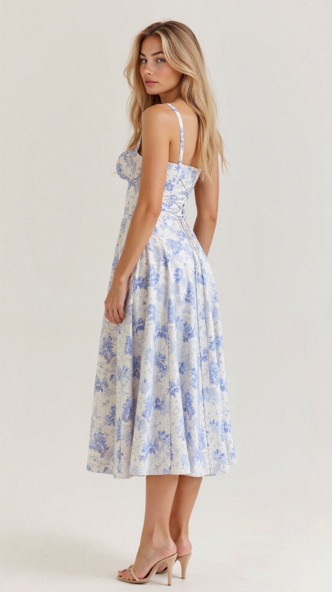 Tamsin | Floral Sleeveless Midi Wedding Guest Dress