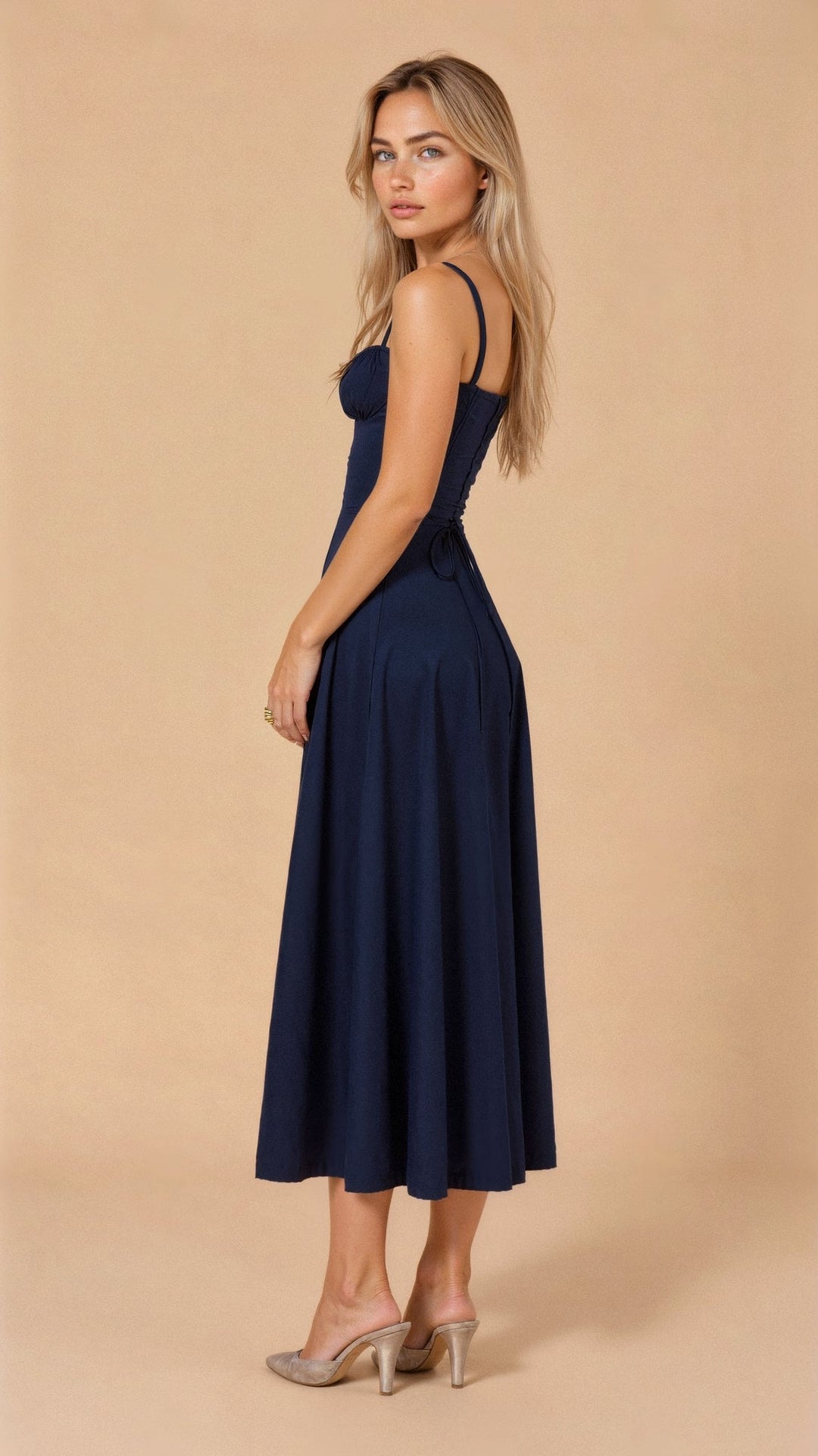 Tamsin | Floral Sleeveless Midi Wedding Guest Dress