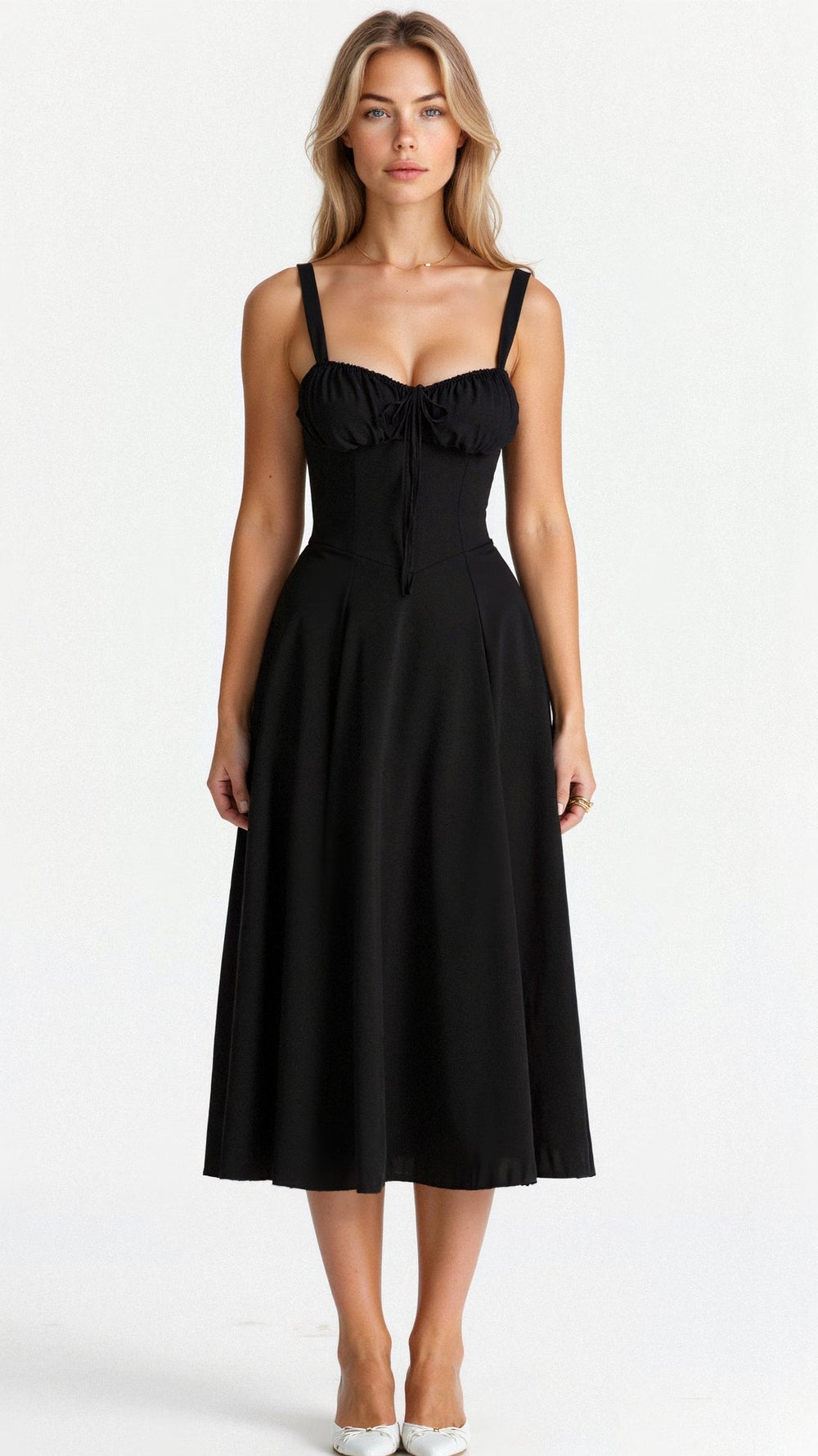 Tamsin | Floral Sleeveless Midi Wedding Guest Dress