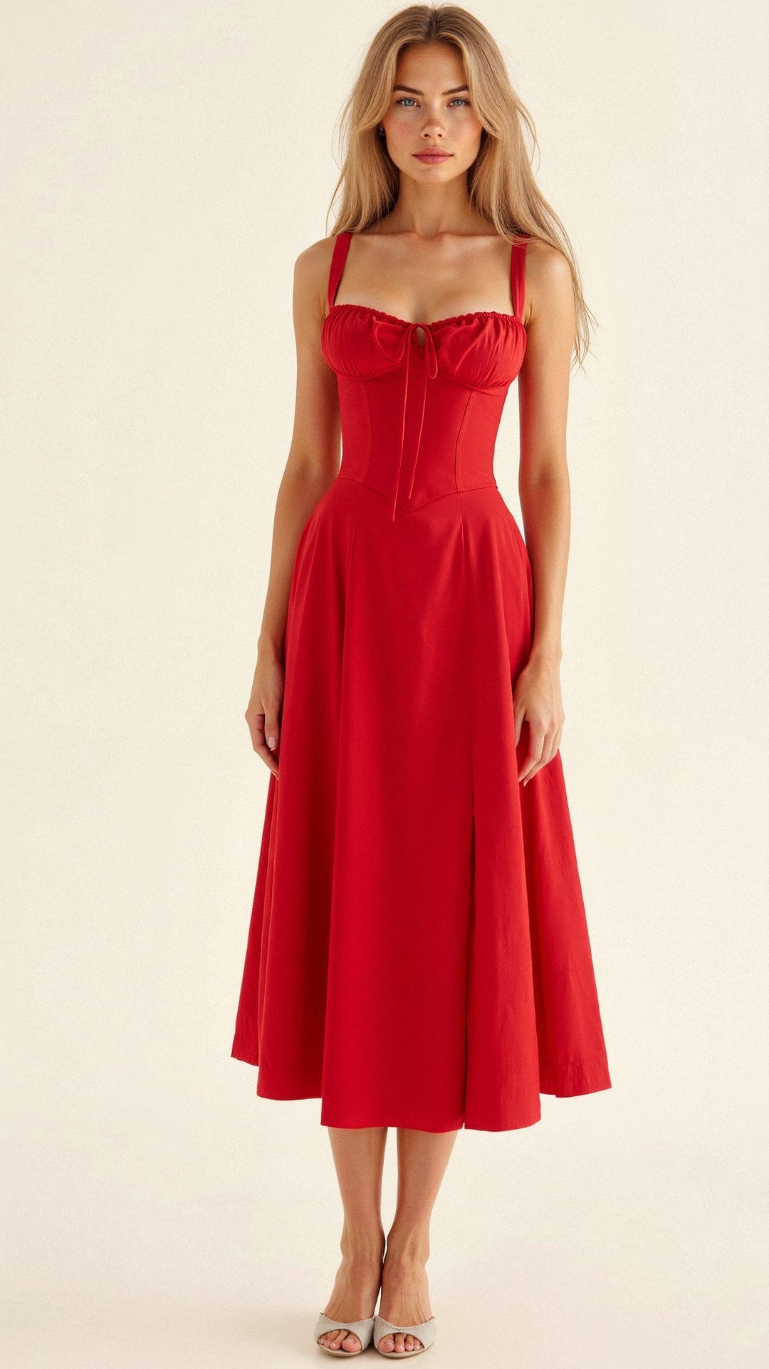 Tamsin | Floral Sleeveless Midi Wedding Guest Dress