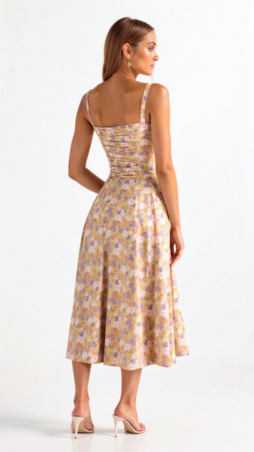 Tamsin | Floral Sleeveless Midi Wedding Guest Dress