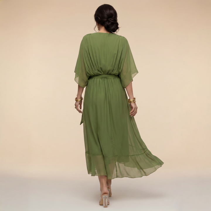 Tamsin | Wedding Guest Chiffon Wrap Midi Dress