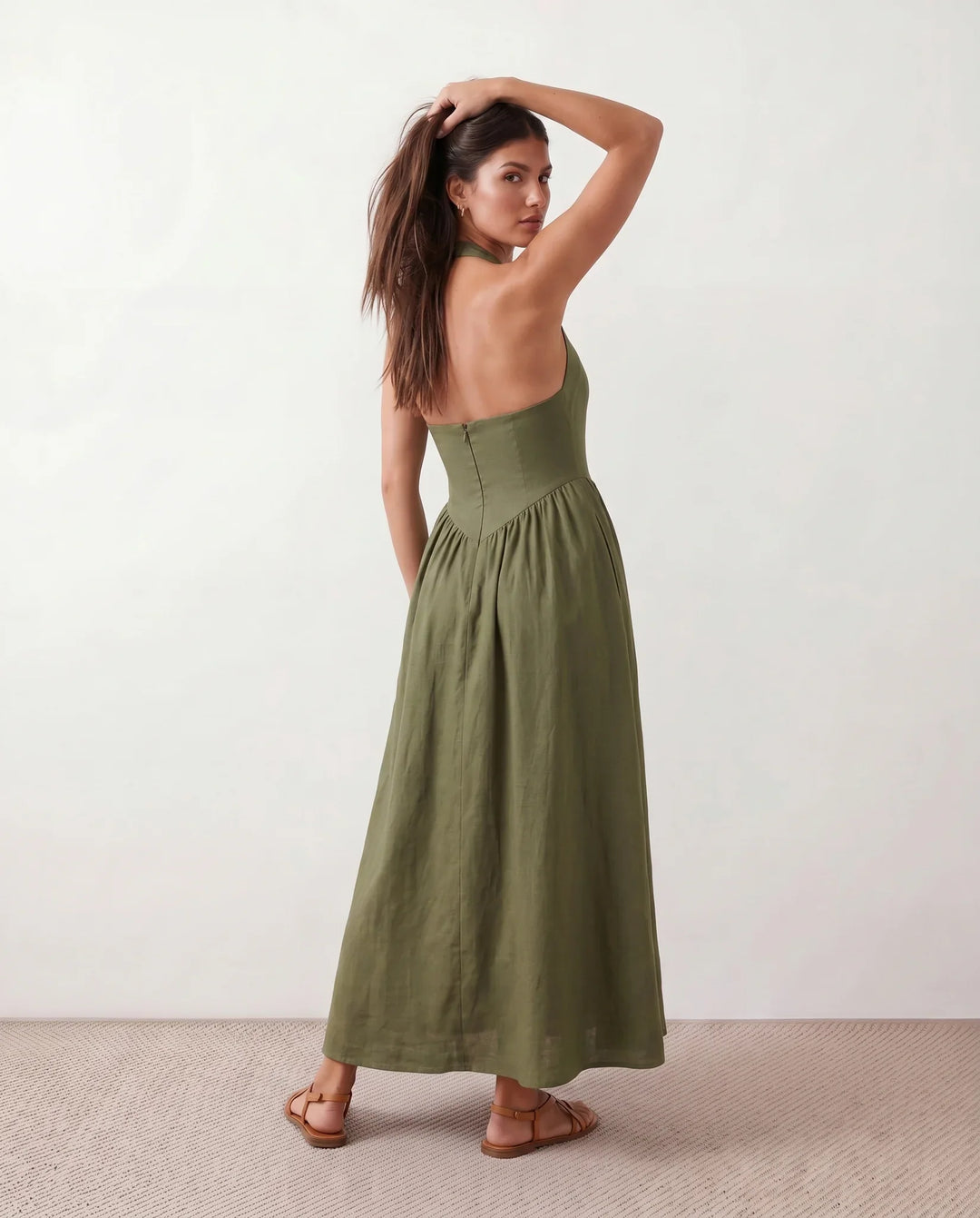 Tilly | Wedding Guest Halter Pleated Maxi Dress