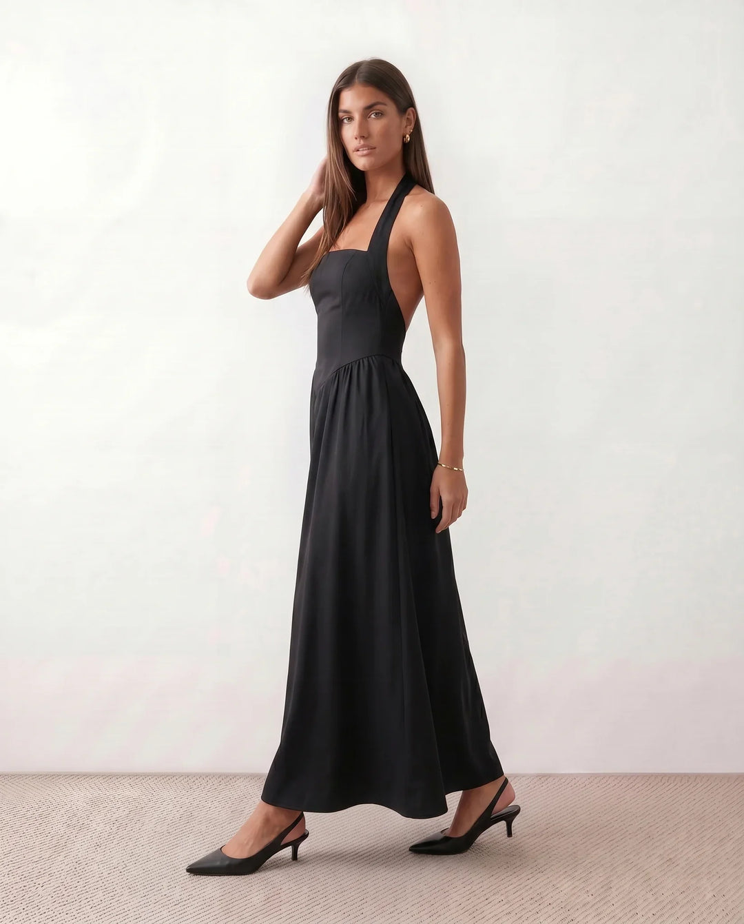 Tilly | Wedding Guest Halter Pleated Maxi Dress