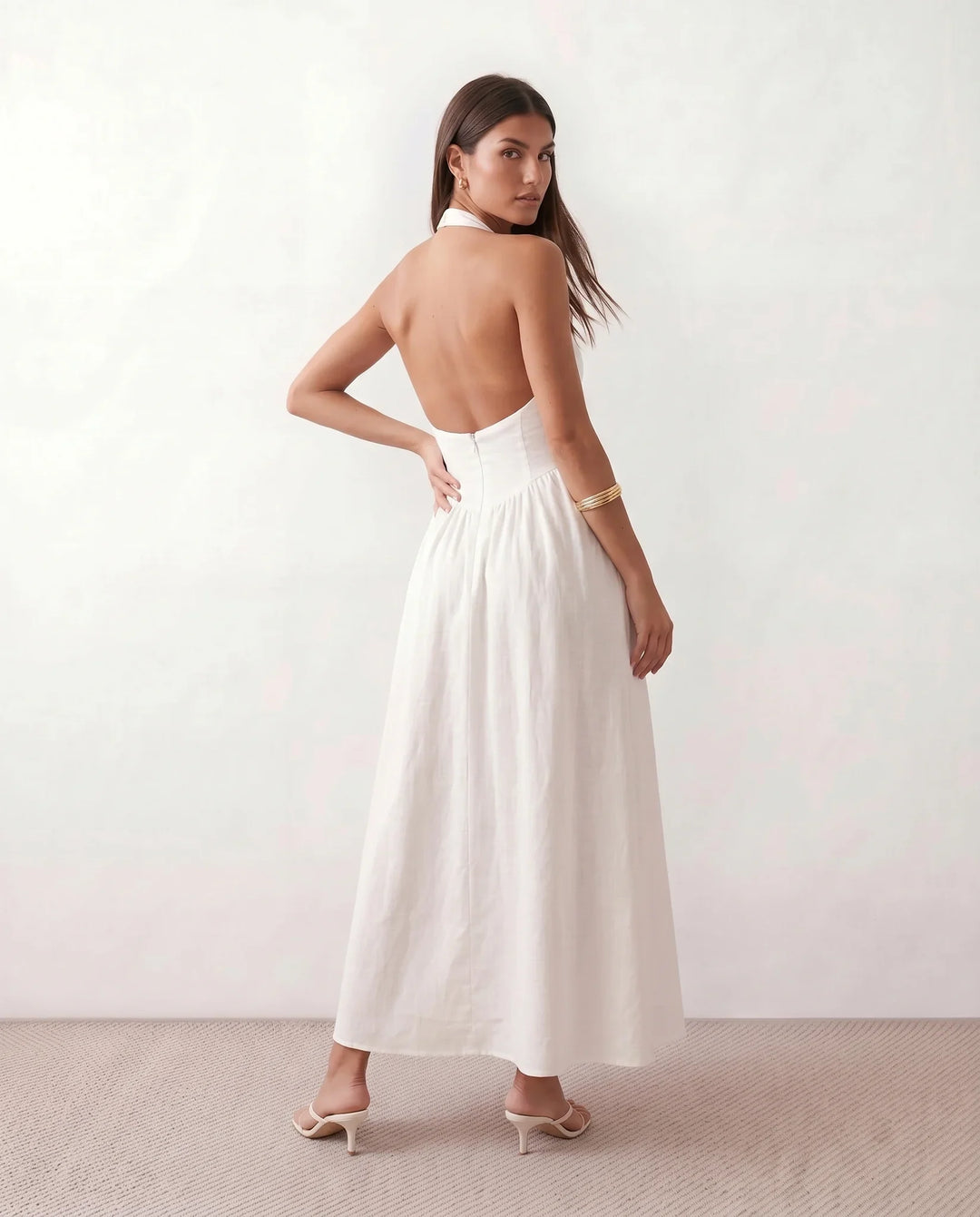 Tilly | Wedding Guest Halter Pleated Maxi Dress