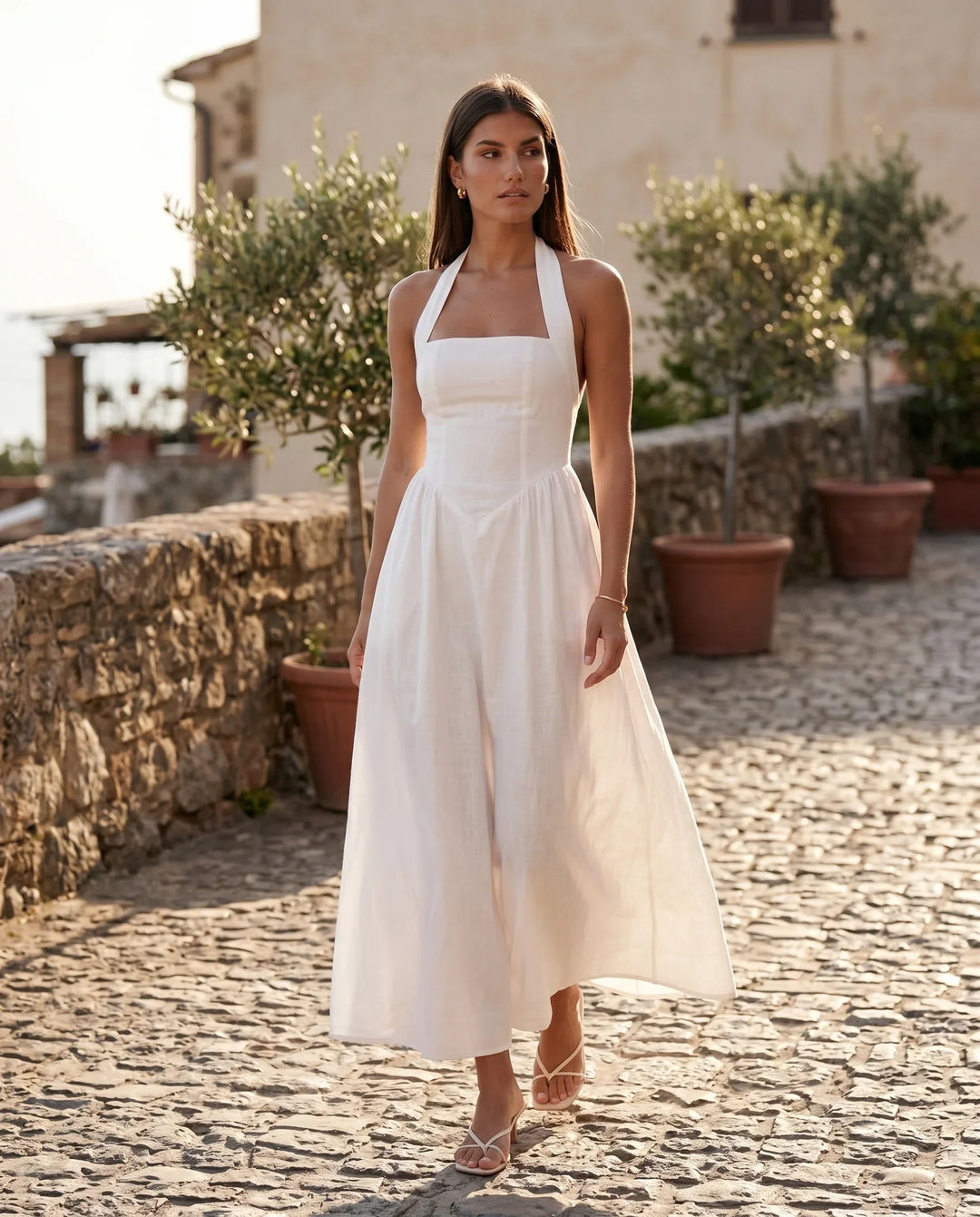 Tilly | Wedding Guest Halter Pleated Maxi Dress