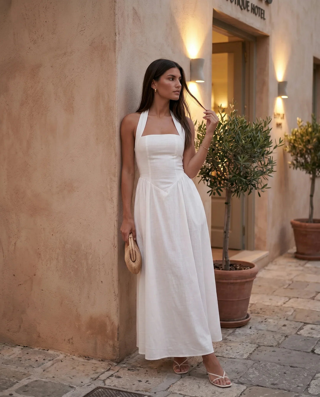 Tilly | Wedding Guest Halter Pleated Maxi Dress