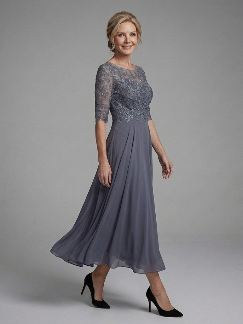 Tilly | Wedding Guest Lace Chiffon Midi Dress