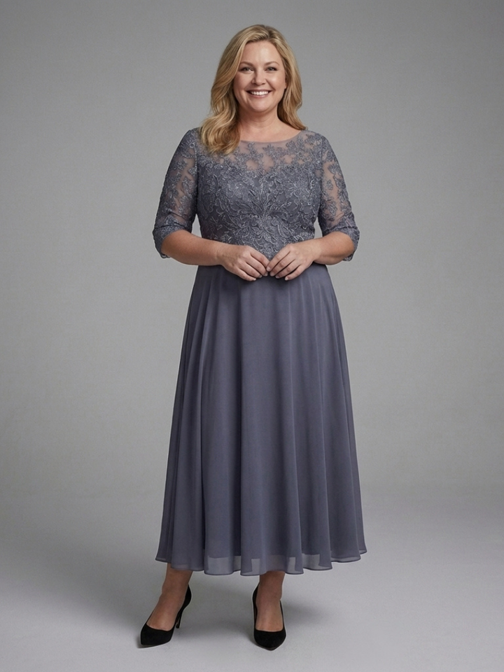 Tilly | Wedding Guest Lace Chiffon Midi Dress