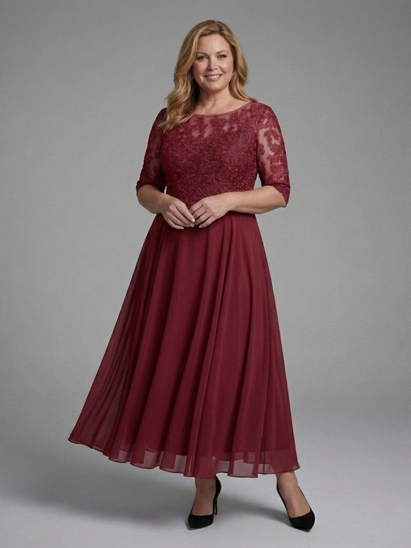 Tilly | Wedding Guest Lace Chiffon Midi Dress