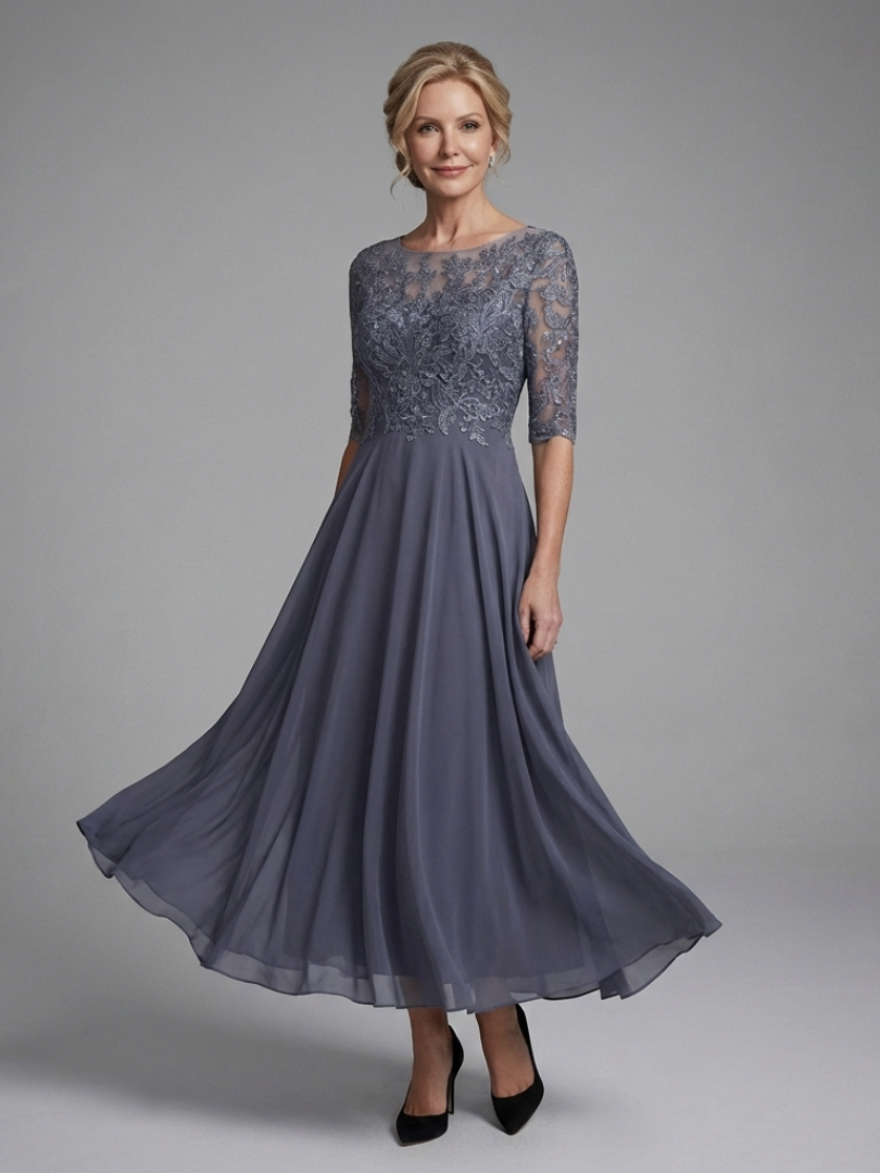 Tilly | Wedding Guest Lace Chiffon Midi Dress