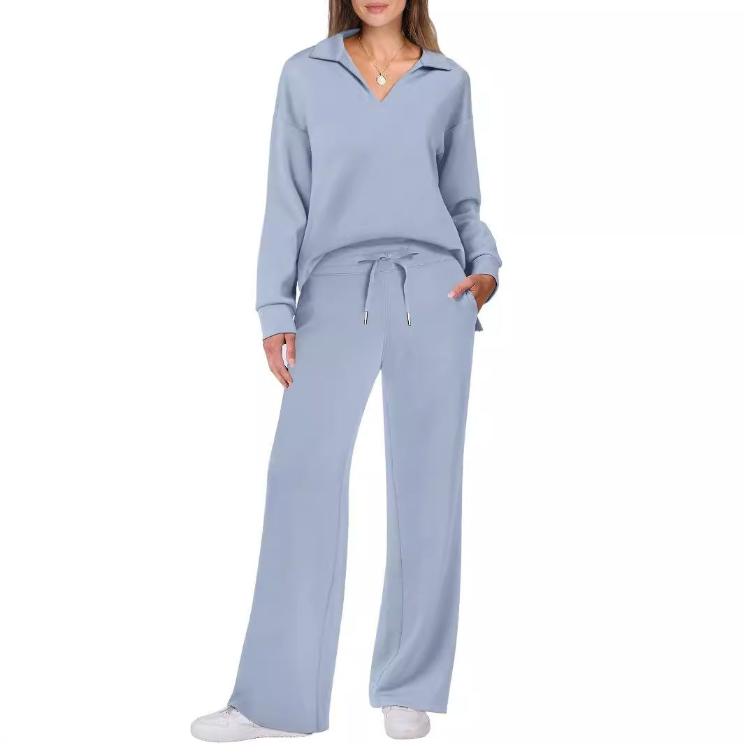 Tilly | Womens Collared Wide Leg Loungewear Set