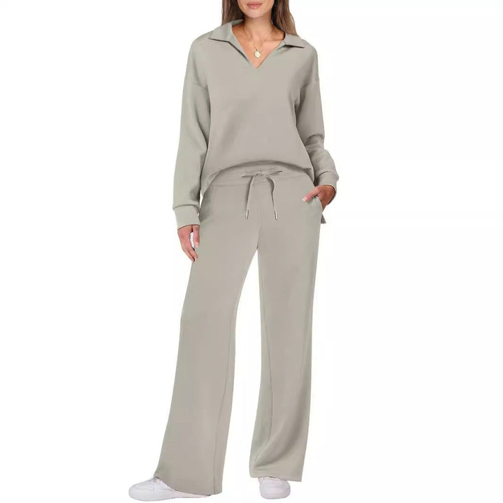 Tilly | Womens Collared Wide Leg Loungewear Set