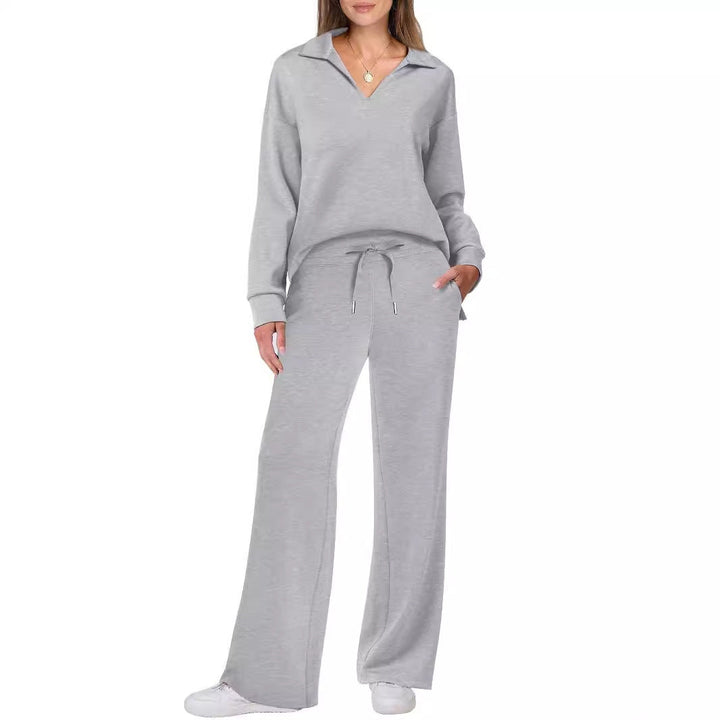 Tilly | Womens Collared Wide Leg Loungewear Set