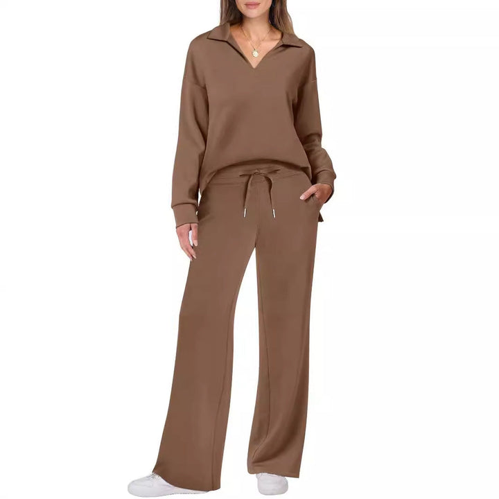 Tilly | Womens Collared Wide Leg Loungewear Set