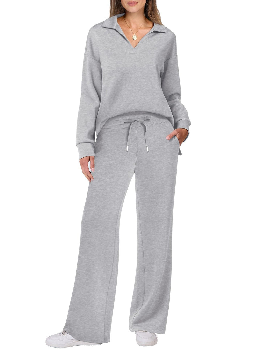 Tilly | Womens Collared Wide Leg Loungewear Set