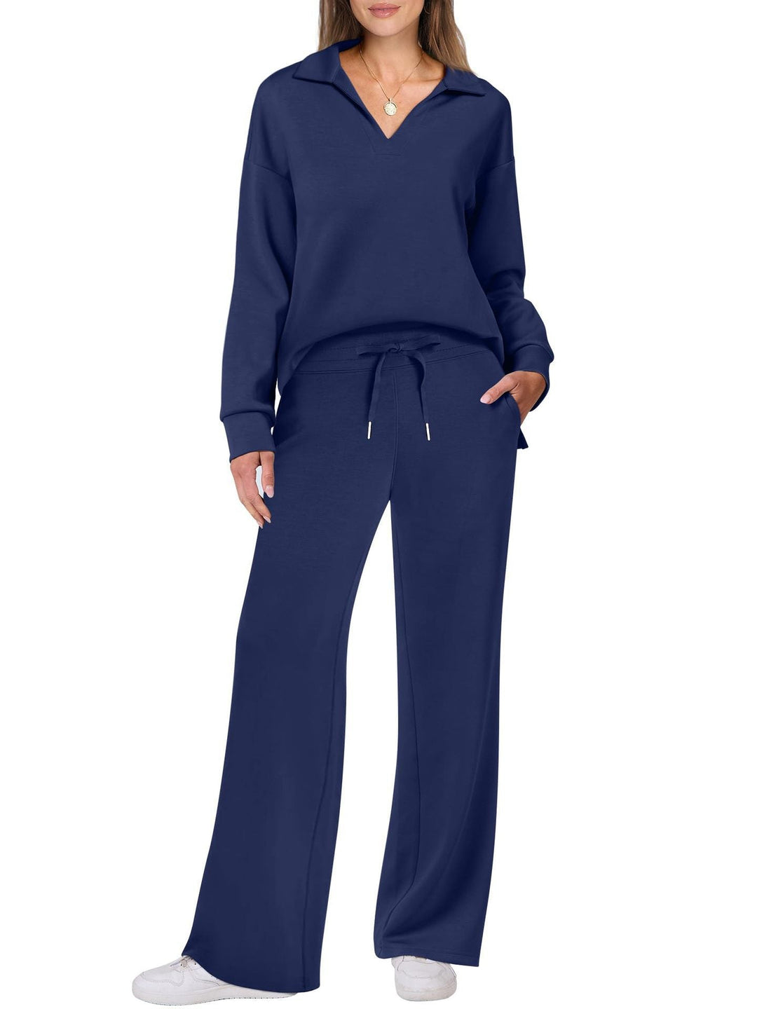 Tilly | Womens Collared Wide Leg Loungewear Set