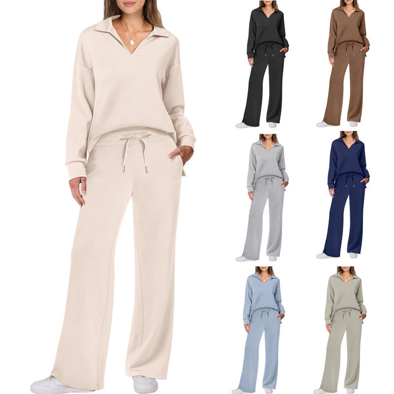 Tilly | Womens Collared Wide Leg Loungewear Set