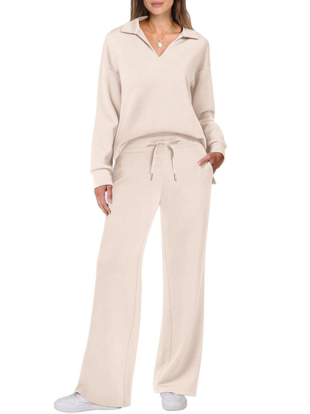 Tilly | Womens Collared Wide Leg Loungewear Set