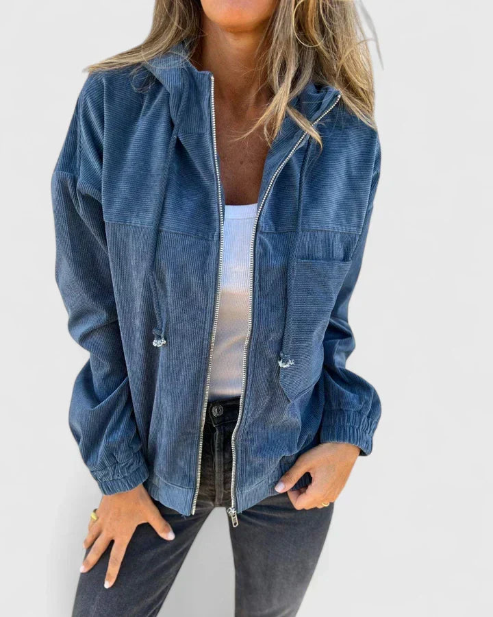 Tilly | Womens Relaxed Hooded Corduroy Zip Jacket