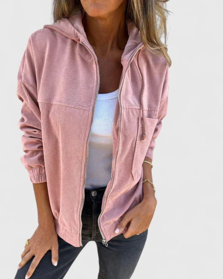 Tilly | Womens Relaxed Hooded Corduroy Zip Jacket
