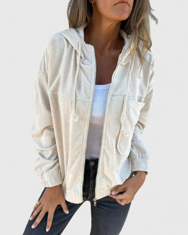 Tilly | Womens Relaxed Hooded Corduroy Zip Jacket