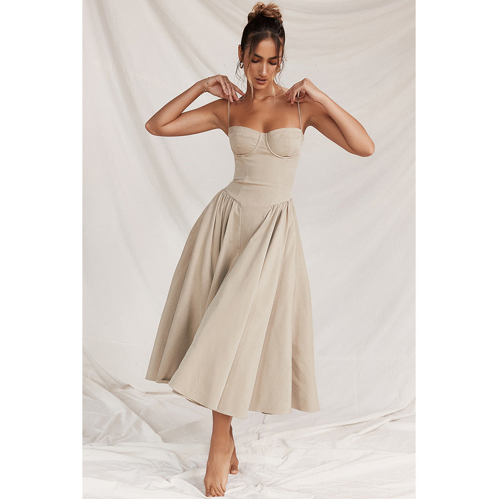Verity | Pleated Sweetheart Neck Midi Cami Dress