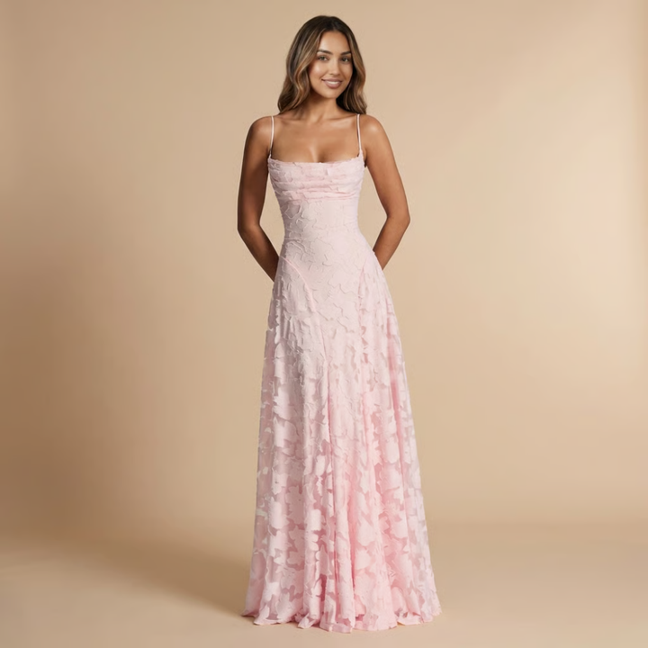 Verity | Wedding Guest Strapless Floral Lace Maxi Dress