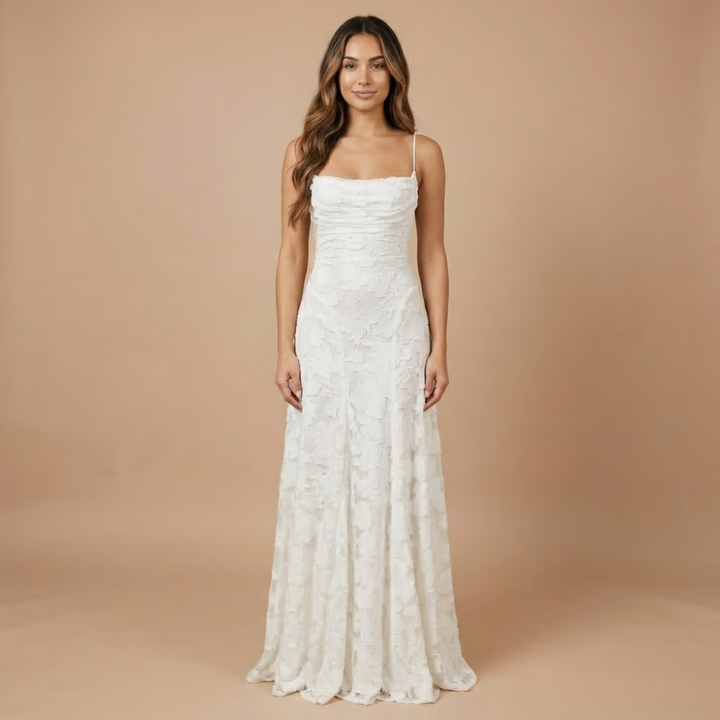 Verity | Wedding Guest Strapless Floral Lace Maxi Dress