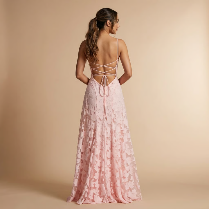 Verity | Wedding Guest Strapless Floral Lace Maxi Dress
