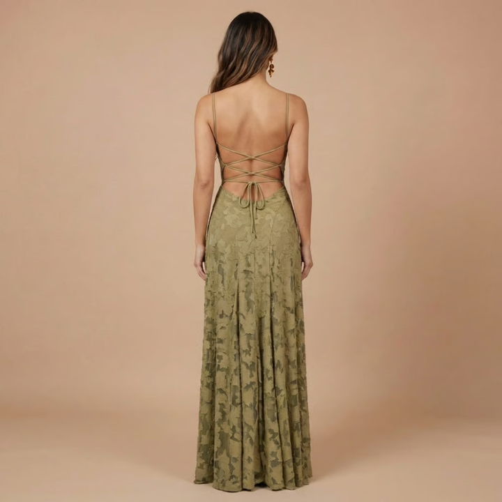 Verity | Wedding Guest Strapless Floral Lace Maxi Dress