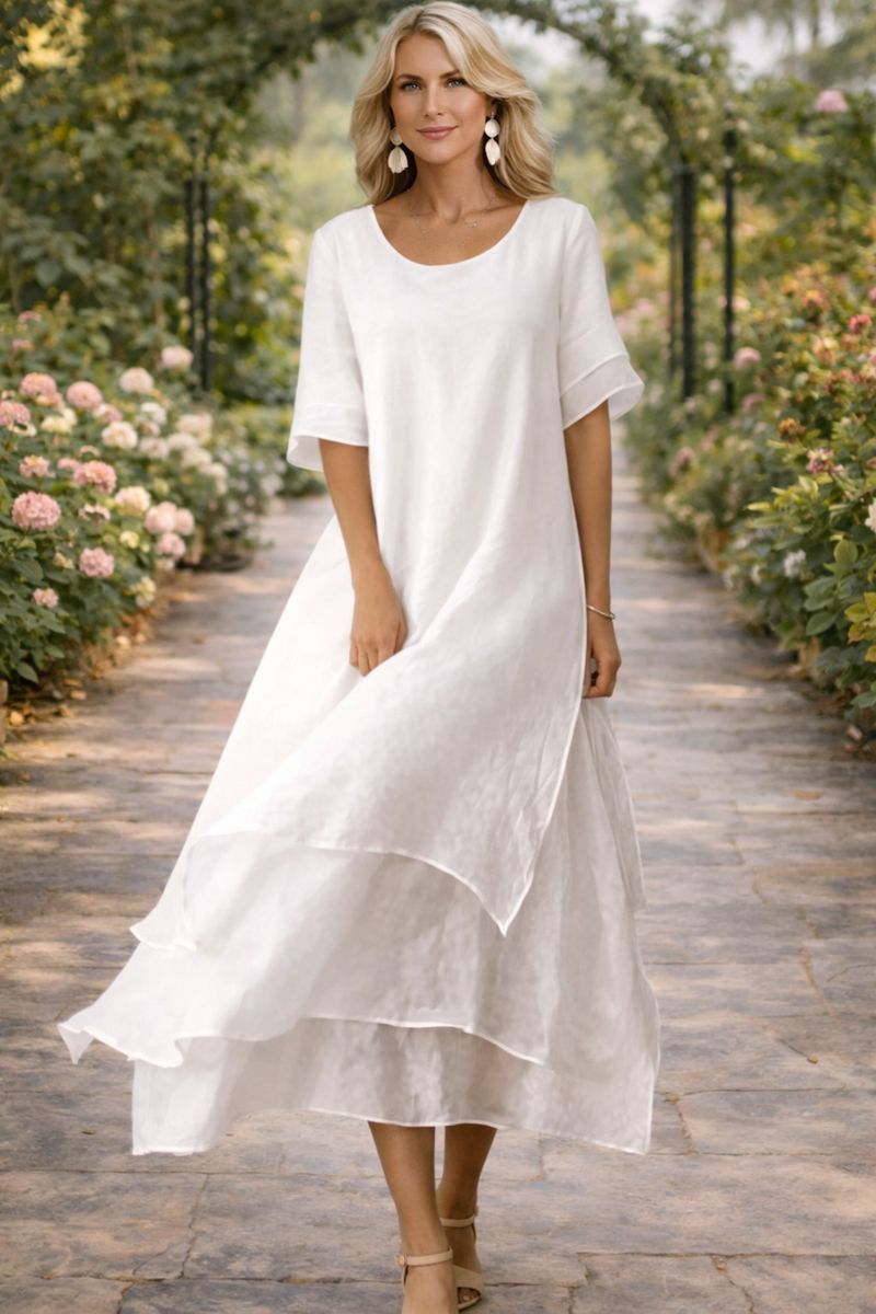 Verity | Wedding Guest Tiered Short Sleeve Maxi Dress
