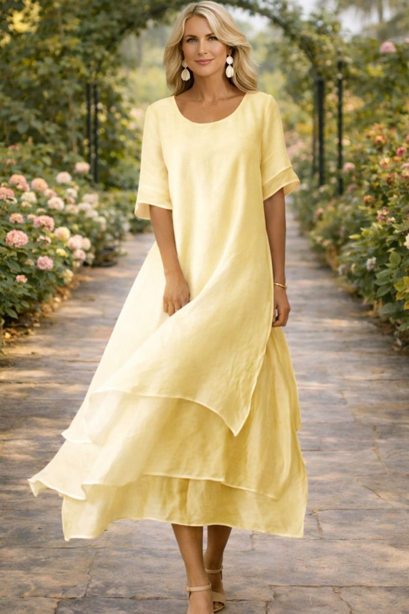 Verity | Wedding Guest Tiered Short Sleeve Maxi Dress