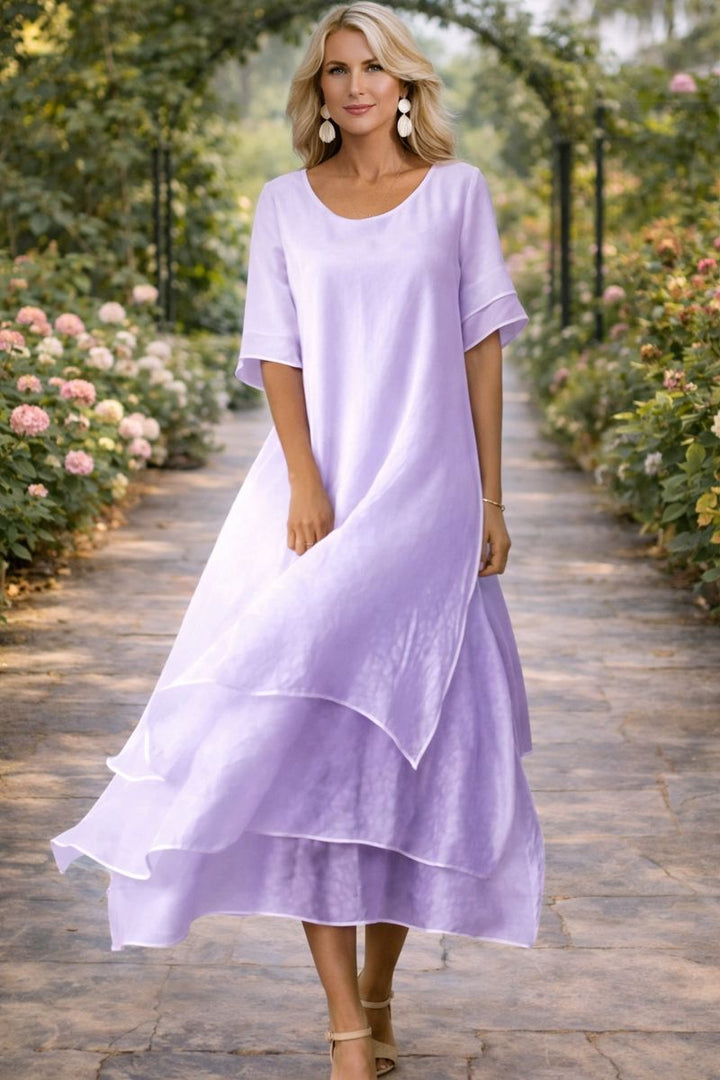 Verity | Wedding Guest Tiered Short Sleeve Maxi Dress