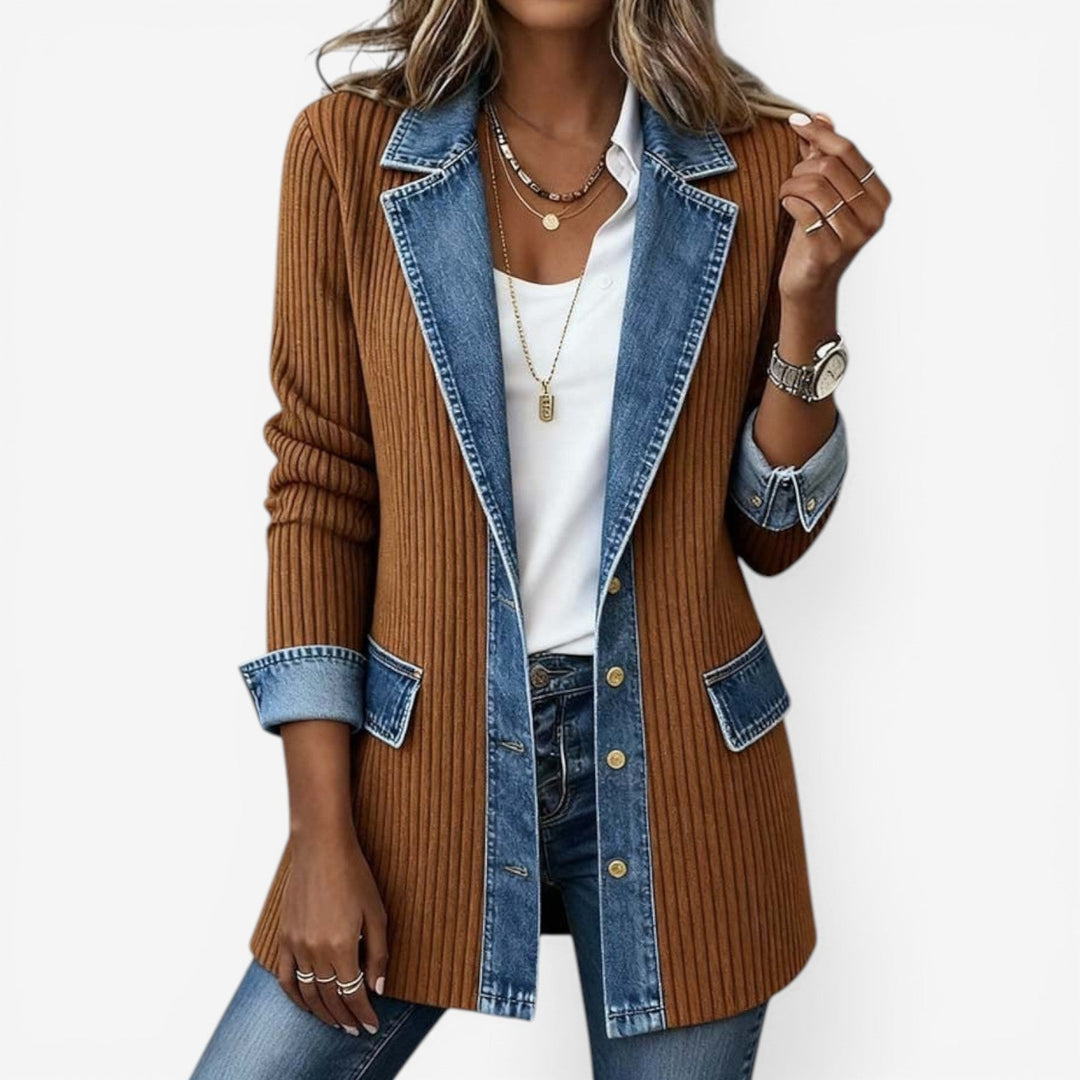 Verity | Womens Relaxed Denim Collared Button Cardigan