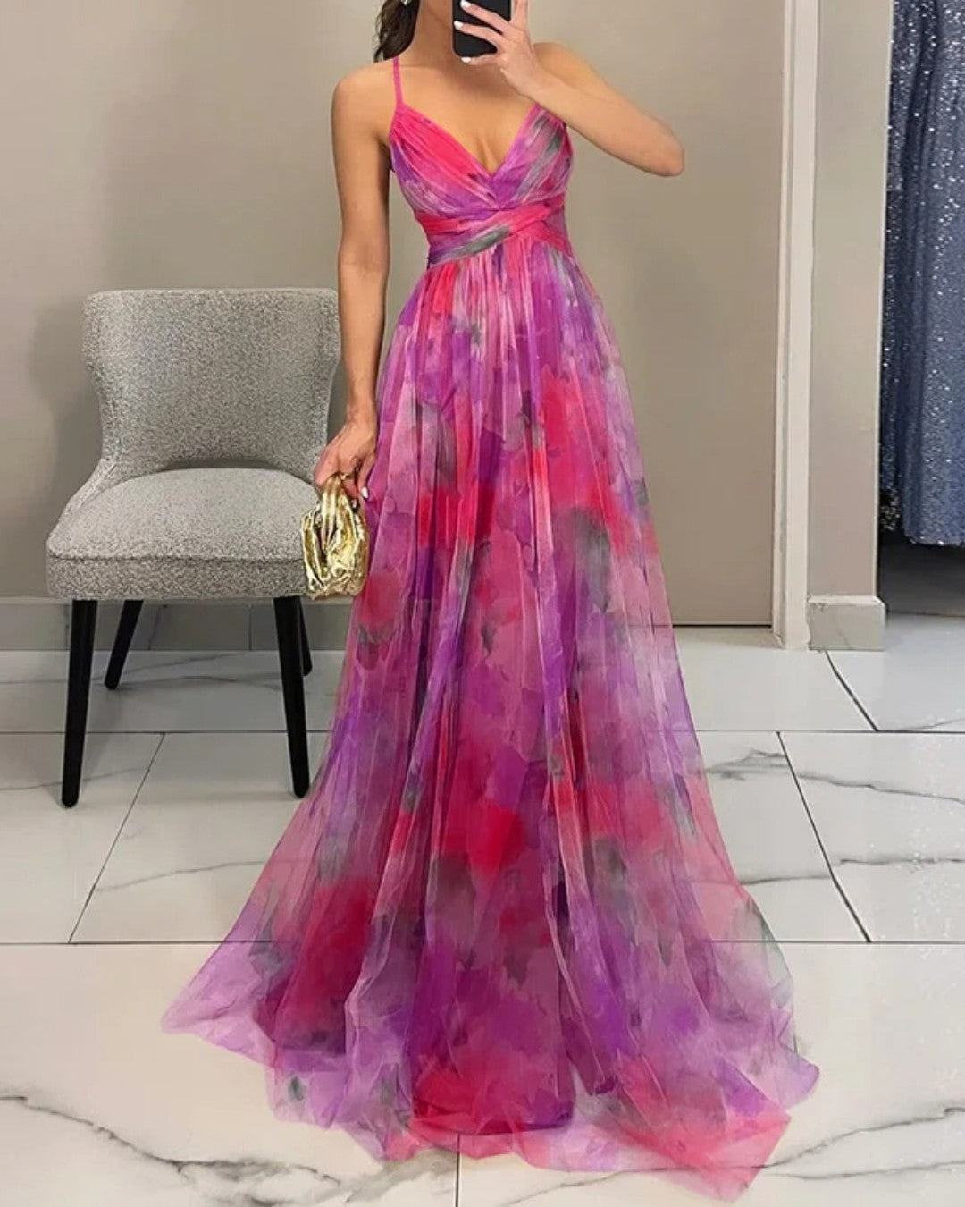 Willow | Wedding Guest Floral Chiffon Maxi Dress