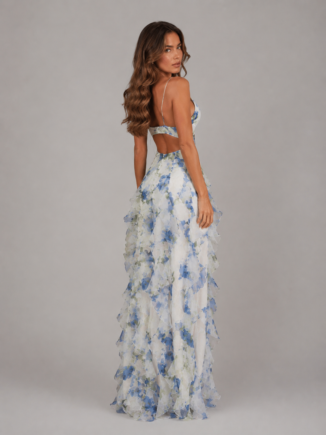 Willow | White Floral Sleeveless Wedding Guest Maxi Dress