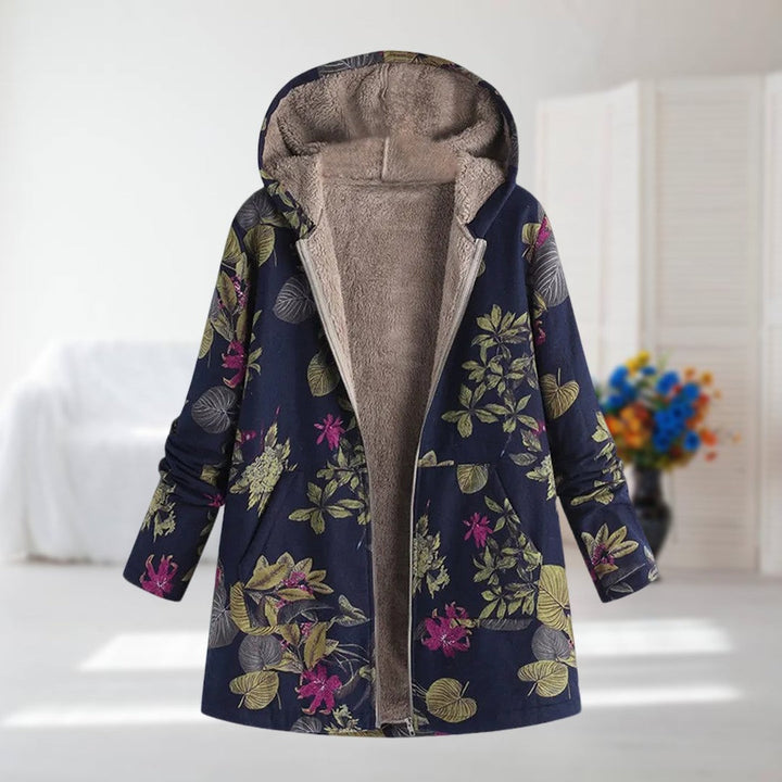 Willow | Womens Floral Fleece Lined Hooded Zip Coat
